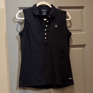 Ariat Black Sleeveless Polo Tank with Pearl Buttons